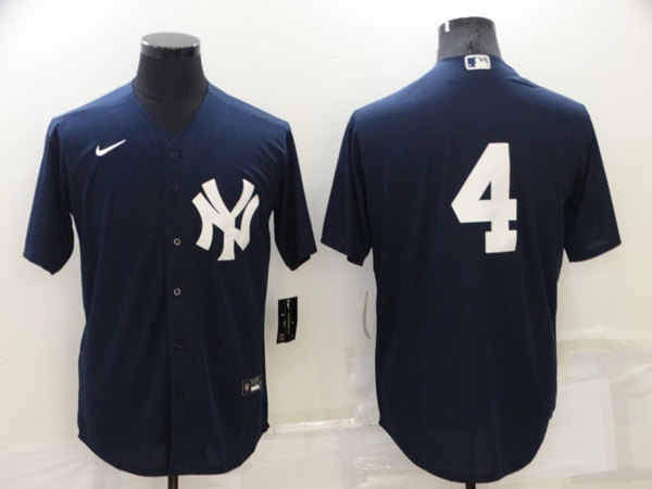 Men's New York Yankees #4 Lou Gehrig Navy Cool Base Stitched Jersey